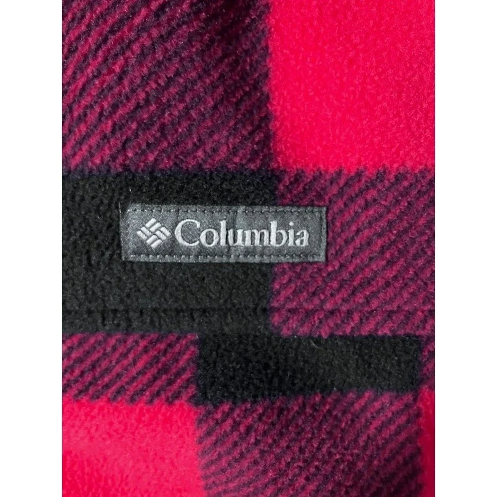 Columbia Red Black Buffalo Plaid Full Zip Fleece Jacket Youth XL 18/20